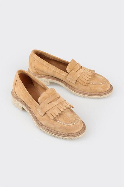 Elle Shoes Дамски мокасини от камилска кожа