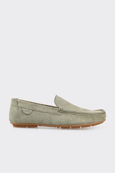 Elle Shoes Green Leather Men's Casual Shoes