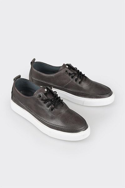 Elle Shoes Gray Leather Men's Casual Shoes