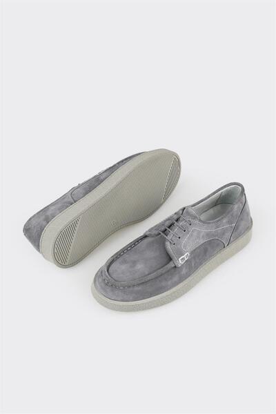 Elle Shoes Gri Deri Erkek Günlük Ayakkabı