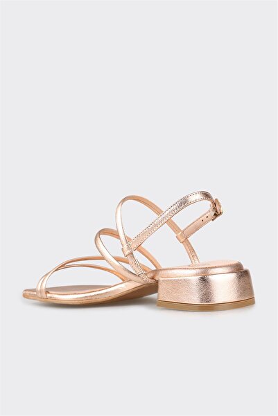 Elle Shoes Rose Leather Women's Heeled Sandals