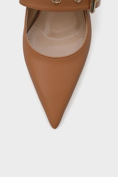Capone Outfitters Дамски обувки Riva с отворен гръб и катарама, детайлен дебел ток