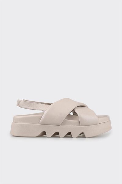 Elle Shoes Gray Leather Women's Sports Sandals
