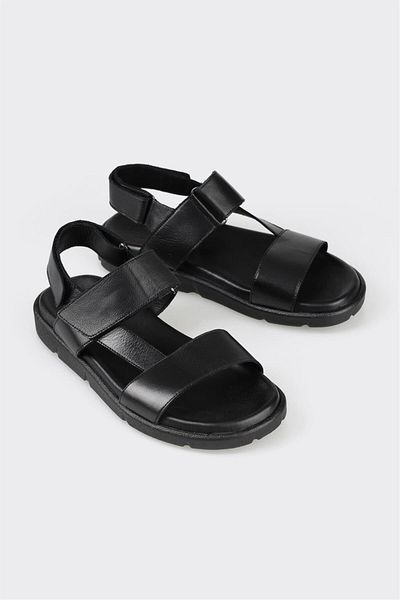 Elle Shoes Black Leather Men's Sandals