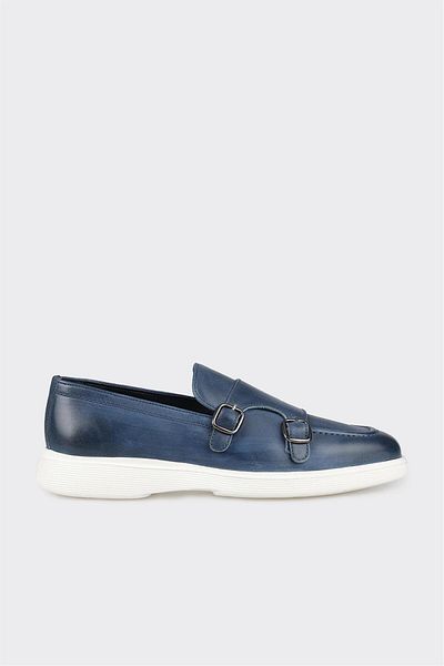 Elle Shoes Blue Leather Men's Casual Shoes