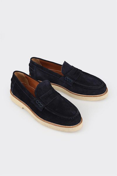 Elle Shoes Navy Blue Leather Men's Loafer