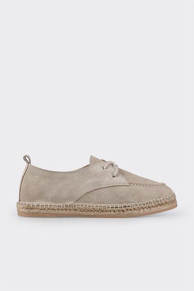 Elle Shoes Beige Leather Women's Espadrille