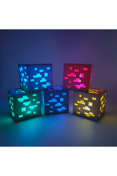 Vaiflagy Store Minecraft Maden Cevheri Masa Lambası Pilli Dekoratif Minecraft Lamba Gamer Dekorasyon