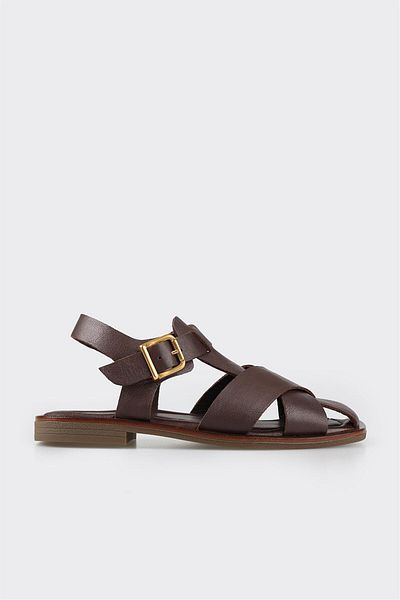 Elle Shoes حذاء كاجوال نسائي من الجلد البني