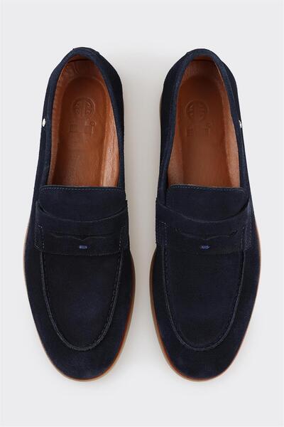Elle Shoes Navy Blue Leather Men's Loafer