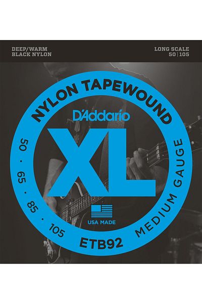 Daddario مجموعة سلسلة باس جيتار، سلسلة XL، NYLON TAPEWOUND، BL