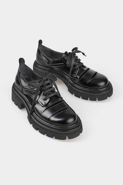Elle Shoes Women's Black Leather Oxford