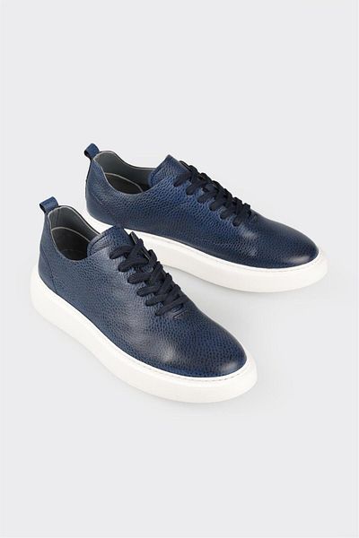Elle Shoes Blue Leather Men's Sports Shoes