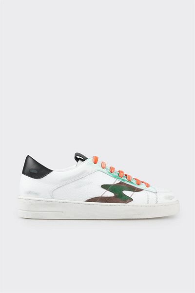 Elle Shoes Green Leather Men's Sports Shoes