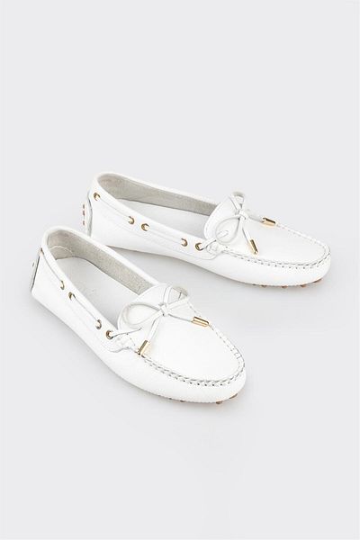 Elle Shoes White Leather Casual Shoes
