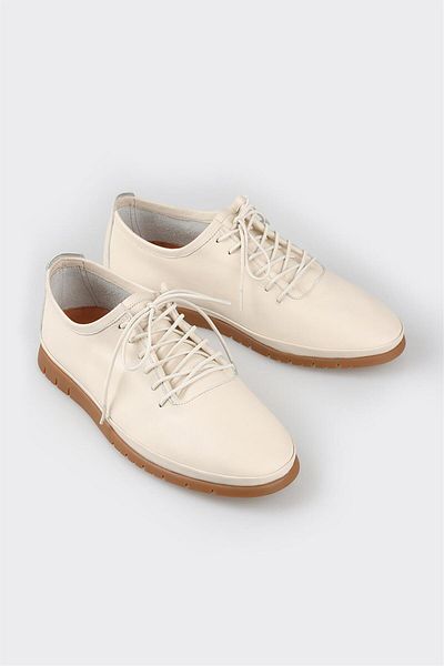 Elle Shoes Ecru Leather Men's Casual Shoes