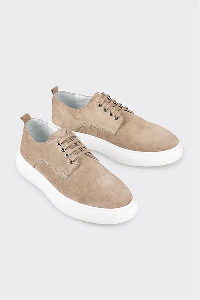 Elle Shoes Beige Leather Men's Casual Shoes