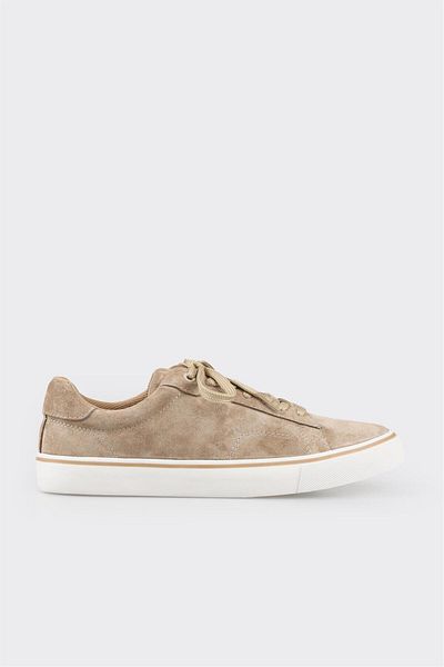 Elle Shoes Beige Leather Men's Sports Shoes