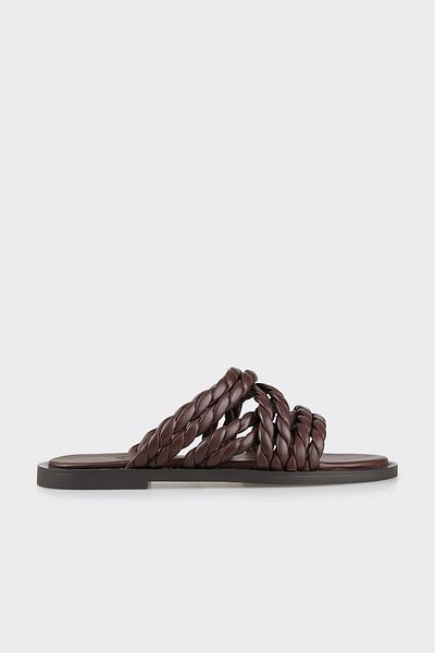 Elle Shoes Brown Leather Women's Slippers