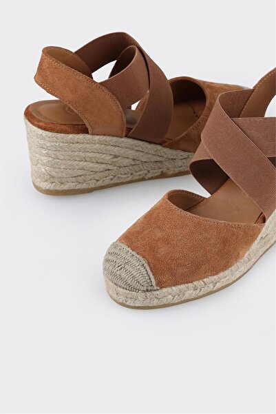 Elle Shoes Taba Deri Kadın Espadril