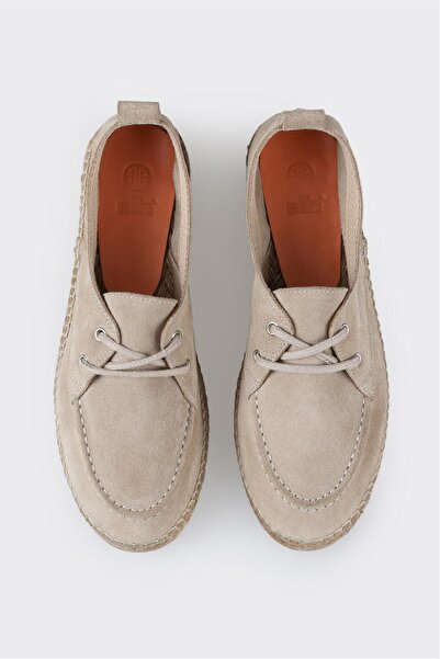 Elle Shoes Beige Leather Women's Espadrille