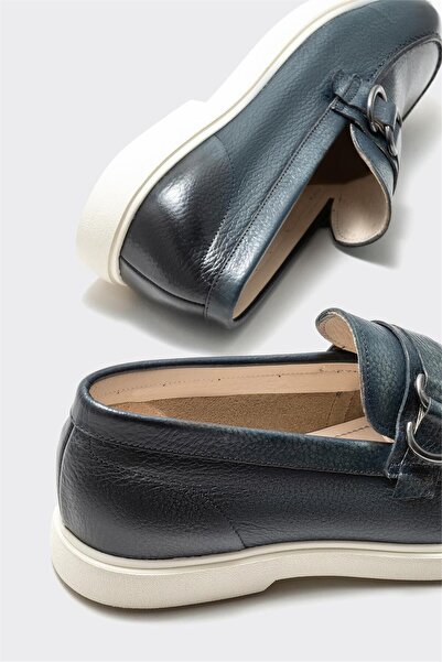 Elle Shoes Navy Blue Leather Men's Casual Shoes