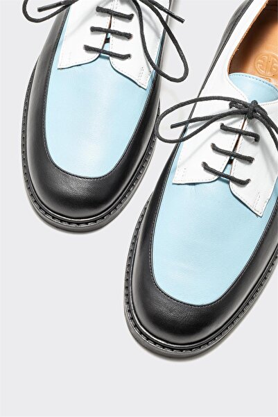 Elle Shoes Mavi Deri Kadın Oxford