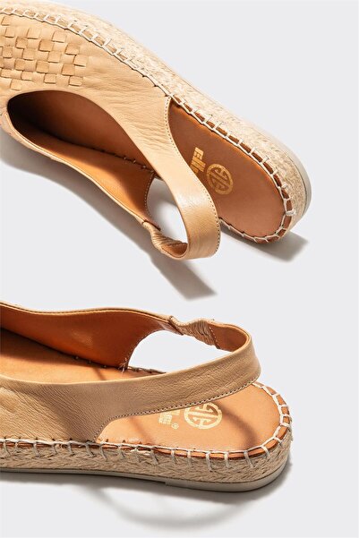Elle Shoes Camel Deri Kadın Espadril