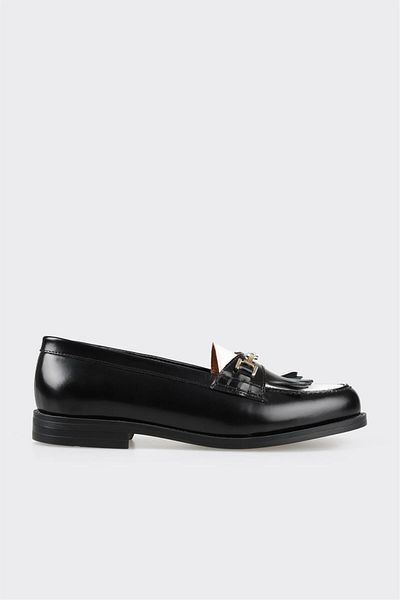 Elle Shoes Black Leather Women's Loafer