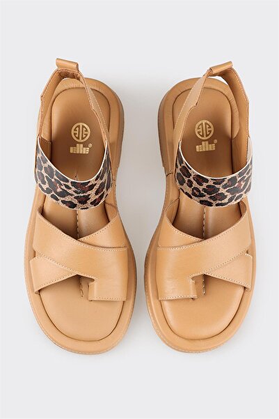 Elle Shoes Natural Leather Women's Flip Flops Sandals