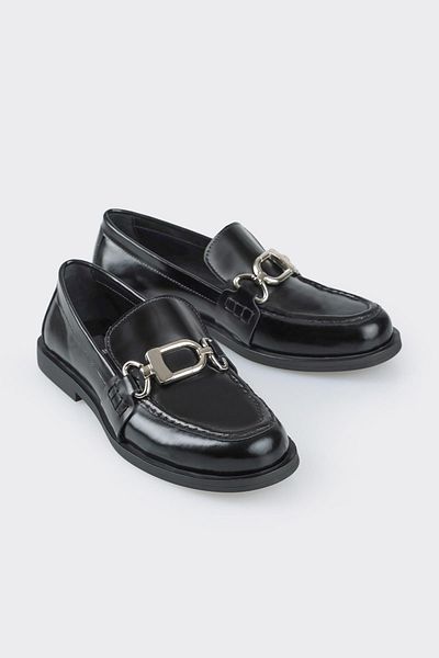 Elle Shoes Black Leather Women's Loafer
