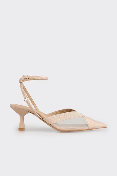 Elle Shoes Beige Women's Heeled Shoes