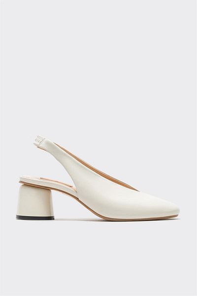 Elle Shoes Ecru Leather Women's Heeled Shoes