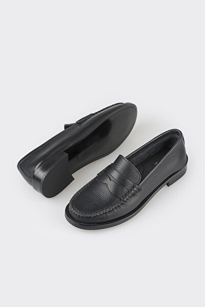 Elle Shoes Siyah Deri Kadın Loafer