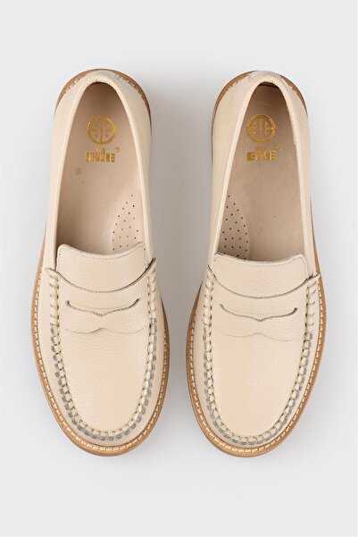 Elle Shoes Bej Deri Kadın Loafer