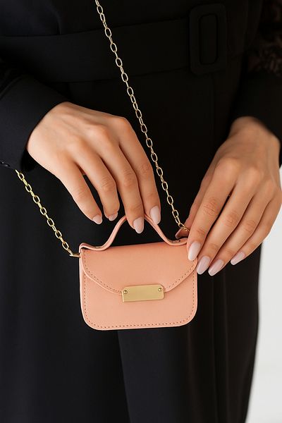 Defnella Women's Powder Mini Chain Strap Card Holder Hand Held Crossbody Bag 10X7Cm