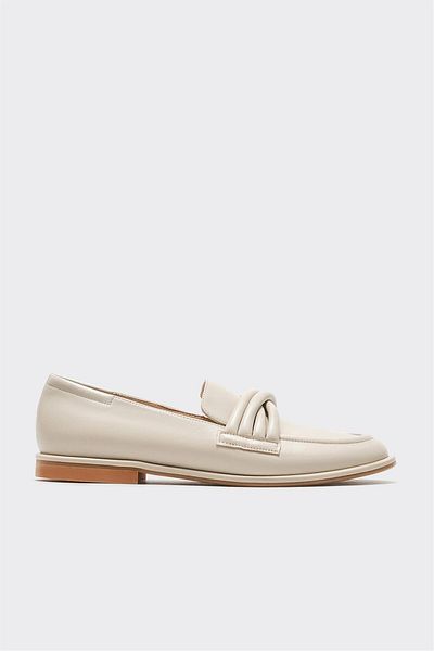 Elle Shoes Beige Leather Women's Loafer