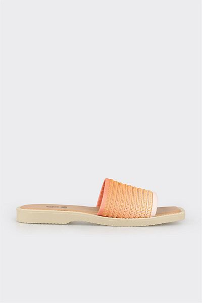 Elle Shoes Orange Leather Women's Flat Slippers