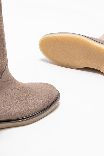 Elle Shoes Mink Leather Women's Flat Boots