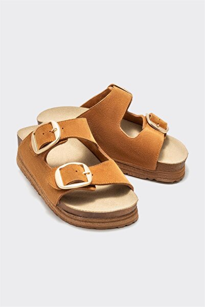 Elle Shoes Taba Deri Kadın Terlik