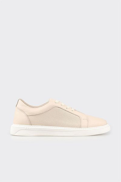 Elle Shoes Beige Leather Men's Sports Shoes