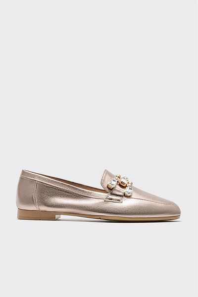Elle Shoes Anthracite Leather Women's Loafer