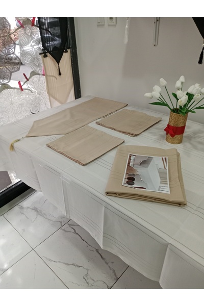 Elisam Placemat + Napkin + Tablecloth (Boxed Full Set Cream 14 Pieces)