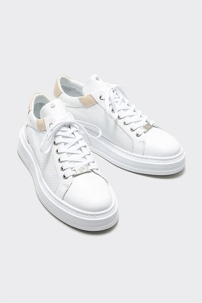 Elle Shoes أحذية رياضية جلدية بيضاء للرجال