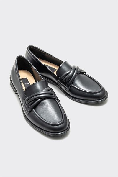Elle Shoes Black Leather Women's Loafer