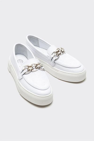 Elle Shoes حذاء كاجوال نسائي من الجلد الأبيض