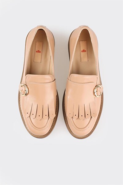 Elle Shoes Дамски мокасини от кожа от норка