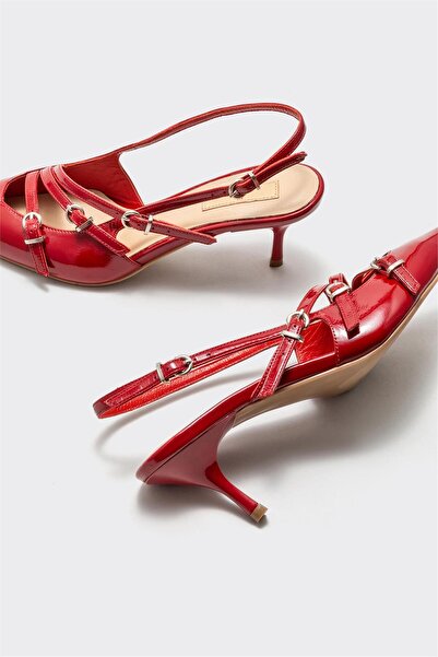 Elle Shoes Kırmızı Deri Kadın Topuklu Ayakkabı