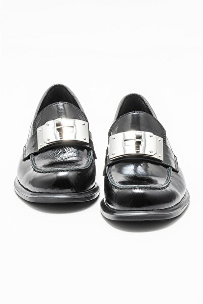 Elle Shoes Черни кожени дамски мокасини