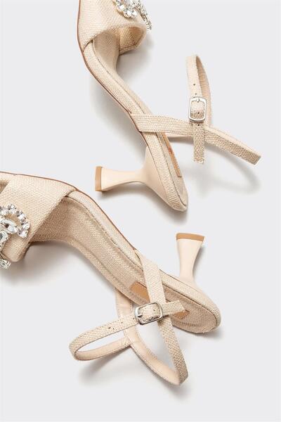 Elle Shoes Beige Women's Heeled Sandals